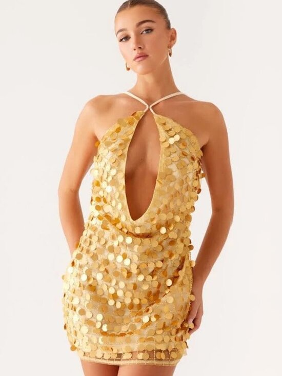 Peppermayo Dresses & Skirts - NWT Peppermayo Xander Sequin Mini Dress Gold Strapless Party Dress XS US 2